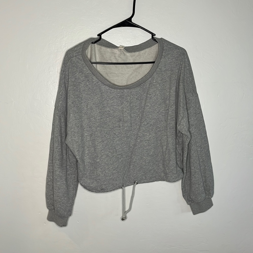 Cropped drawstring sweater